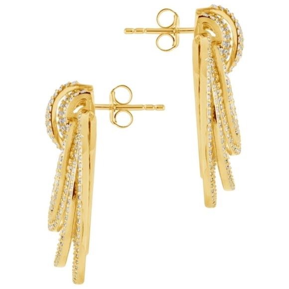 STERLING FOREVER • Gold Circle Knot Drop Hoop Earrings - Picture 2 of 4